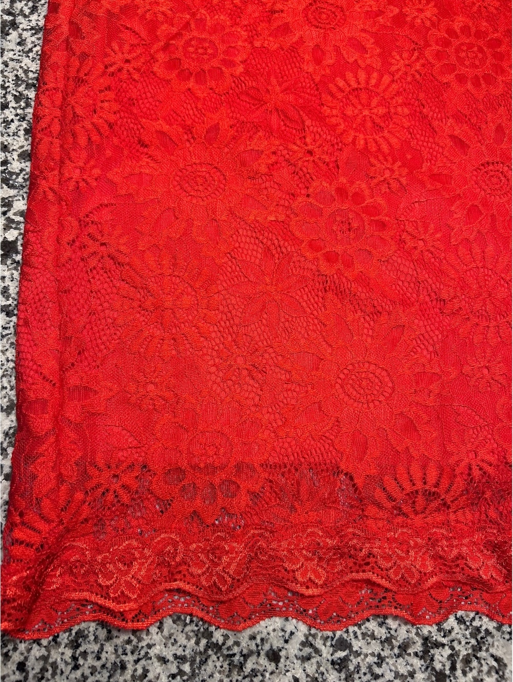 Onzino Womens Small Red Floral Lace Sleeveless Bodycon Party Dress Sheath S - Picture 12 of 15